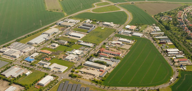 Blick auf das Gewerbegebiet von oben google Standort