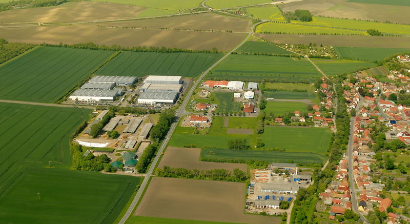 Blick auf das Gewerbegebiet von oben google Standort